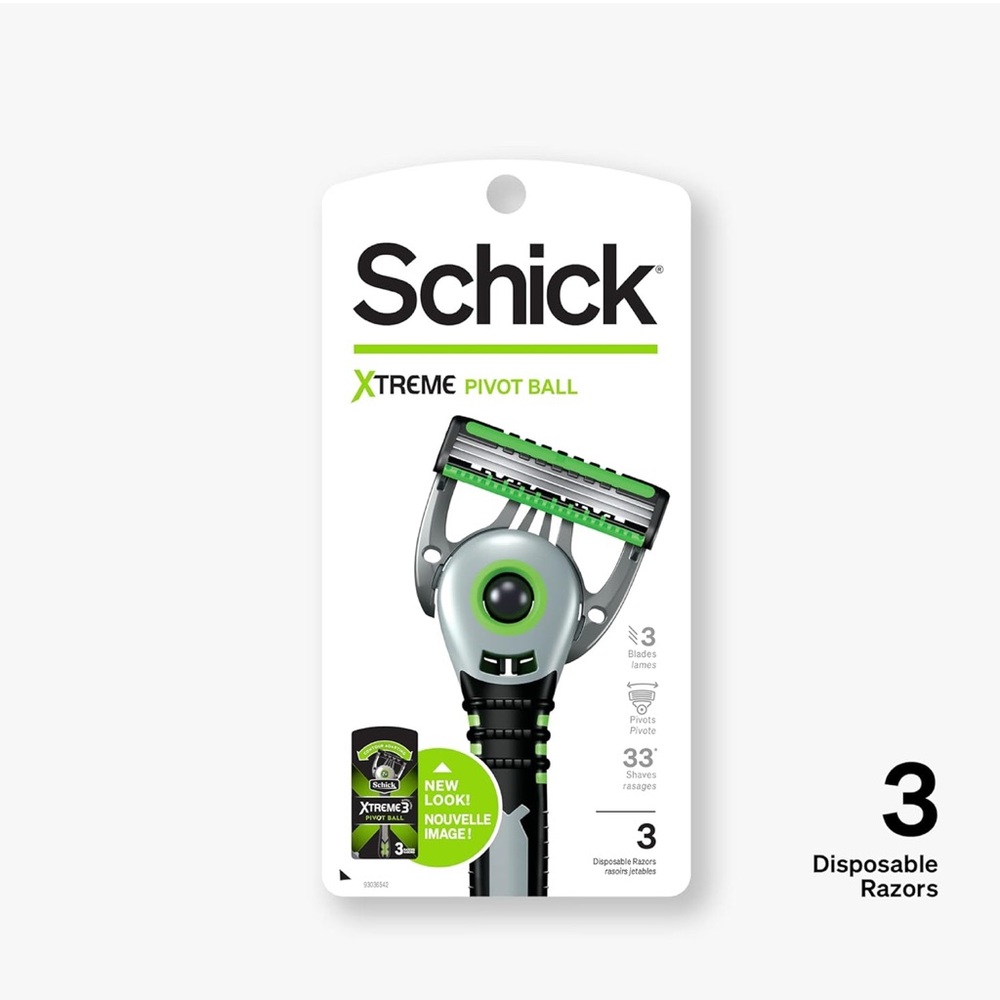 Schick Xtreme Pivot Ball Razor — Disposable Razors Men, 3 Count - Picture 2 of 9